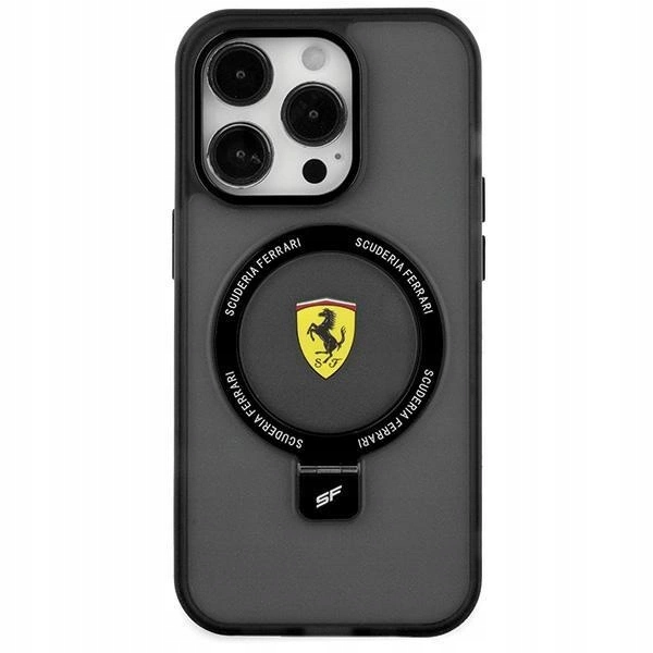Pouzdro Ferrari Ring Stand 2023 MagSafe pro iPhone 15 Plus 14 Plus černé