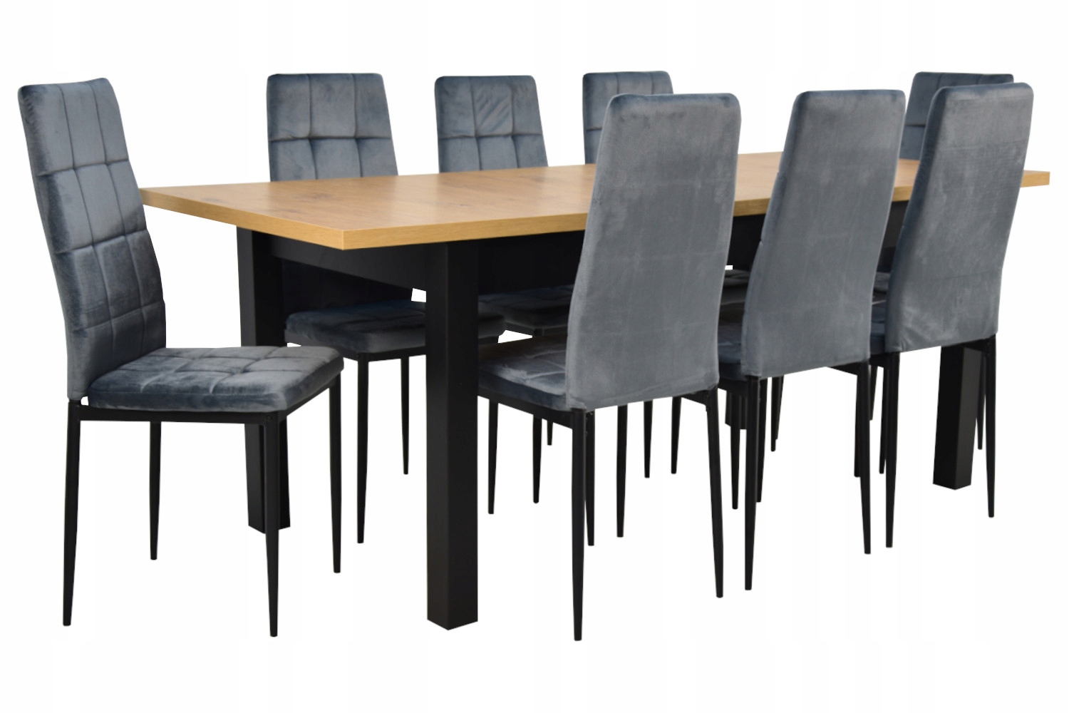 Stół 80x140/180 i 8 krzeseł tapicerowanych WELUR