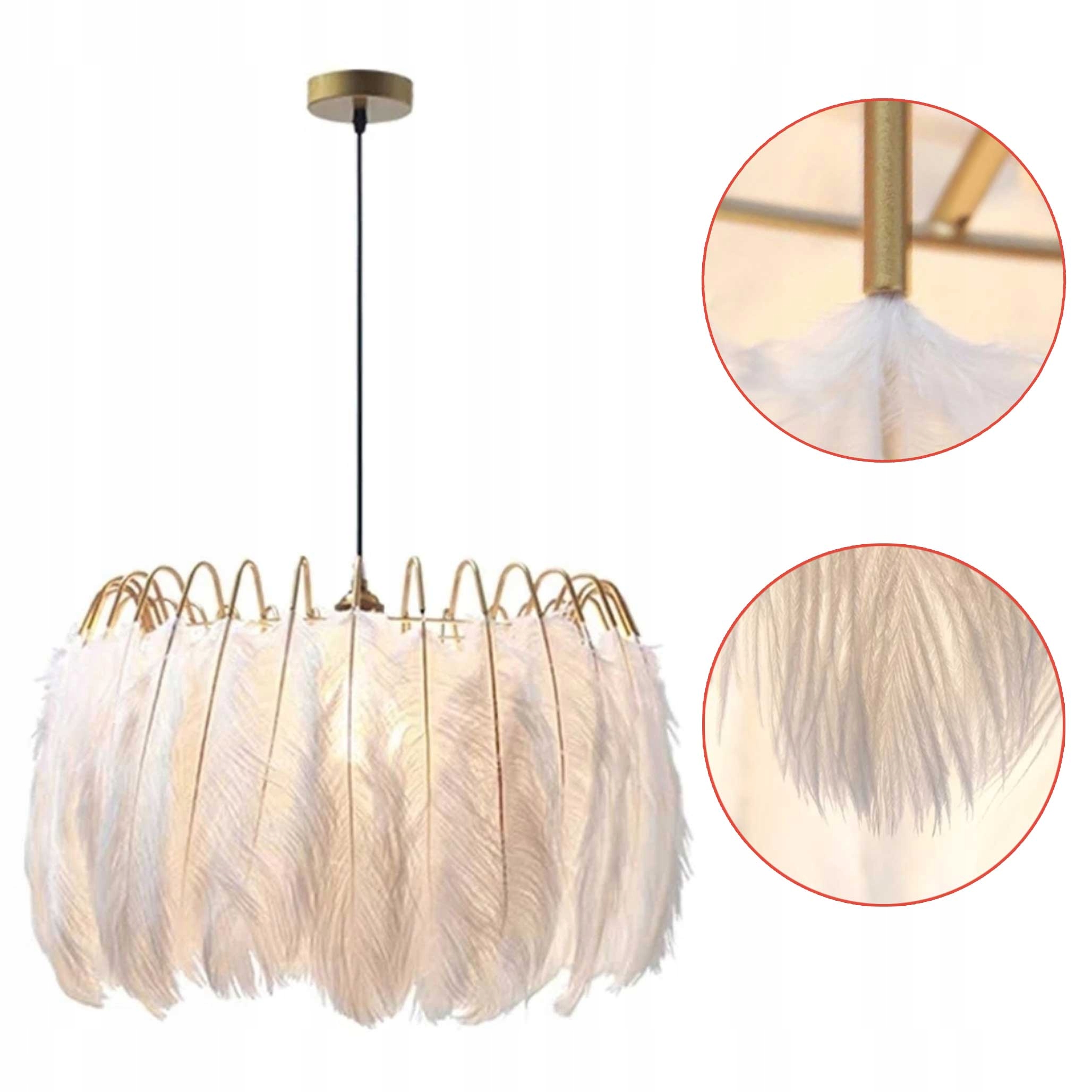 Závesná lampa Boho E27 Zlatá biela Natrulane Perie Lampa Glamour do obývačky