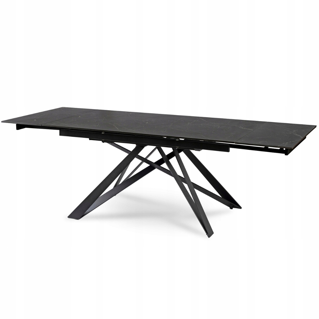 Rozkládací keramický stůl Umělý Kámen Na Bázi Křemene do jídelny černý Maxime 160/240