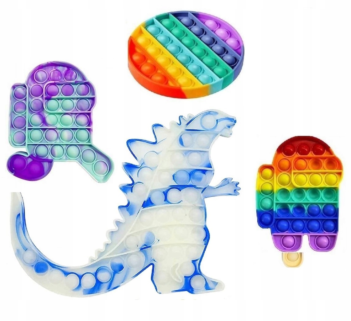 4x POP IT ZABAWKA BUBBLE GNIOTKI FIDGET TOYS DINO