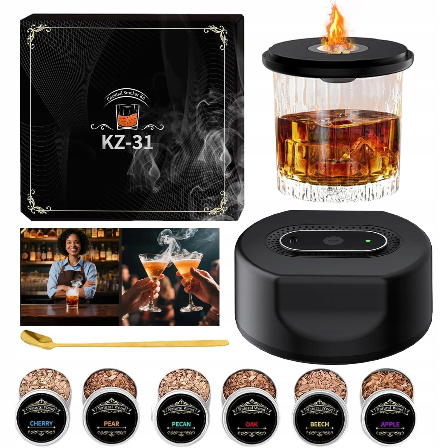 Sada Na Uzení Whisky Smoker Dřívka Dárek Pro Přítele Nabíjecí