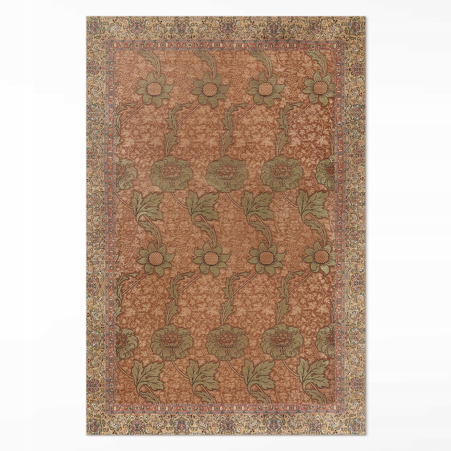 Vinylový koberec pod otočné křeslo Vintage s divokými květinami Velký 140 x 210 cm