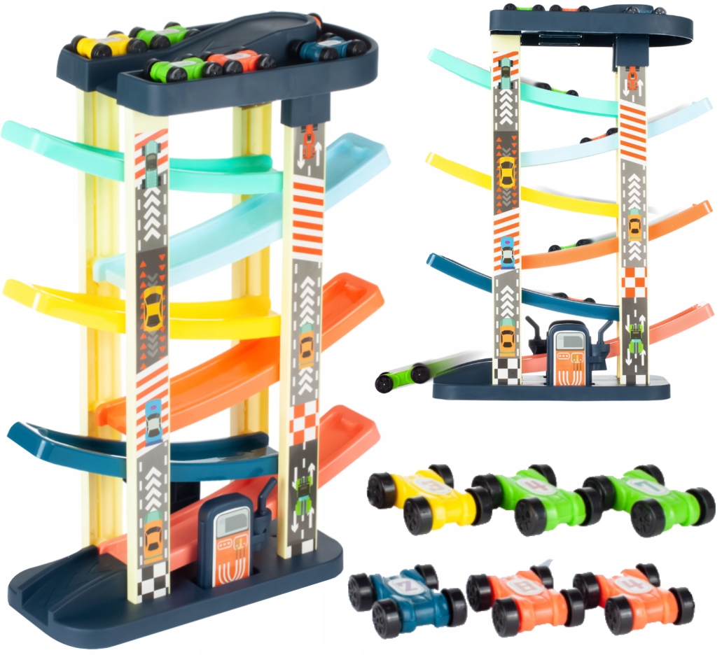 ZJEŻDŻALNIA TOR SAMOCHODOWY DLA SAMOCHODÓW + 6 AUT Materiał plastik inny