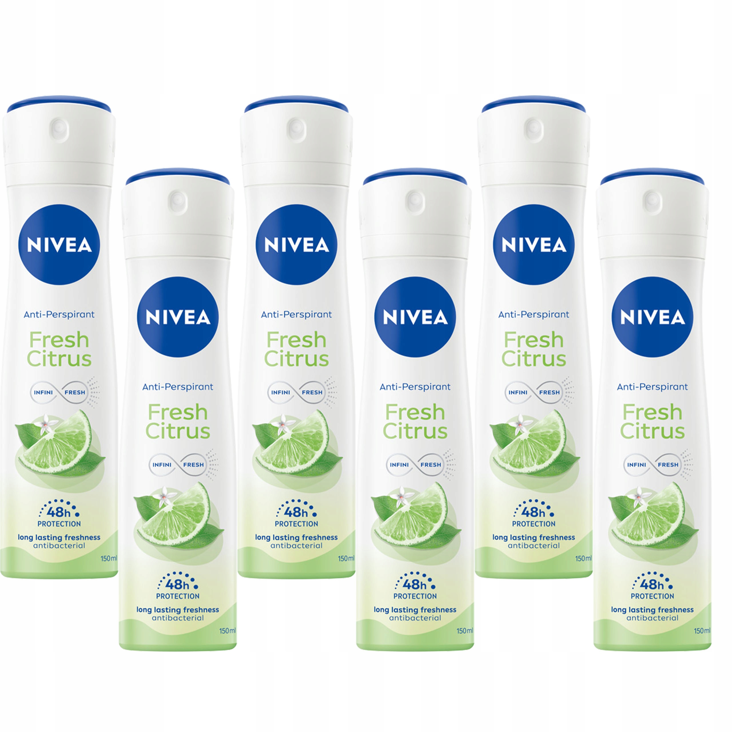 6 x Nivea Fresh Citrus Antiperspirant Ve Spreji 150 ML