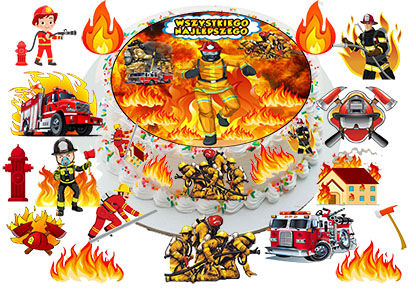 OPŁATEK waflowy na TORT STRAŻAK STRAŻ POŻARNA +16e