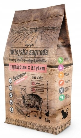 Wiejska Zagroda Kočka Jehněčí s krillem 1,6 kg