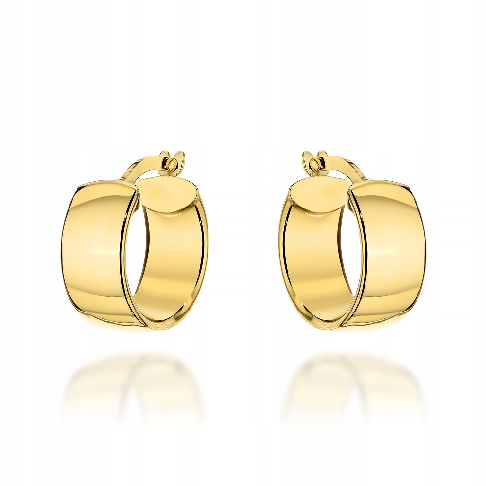 Náušnice zlaté široké kroužky 585 lesklé kroužky 1.68g jako dárek 14kt