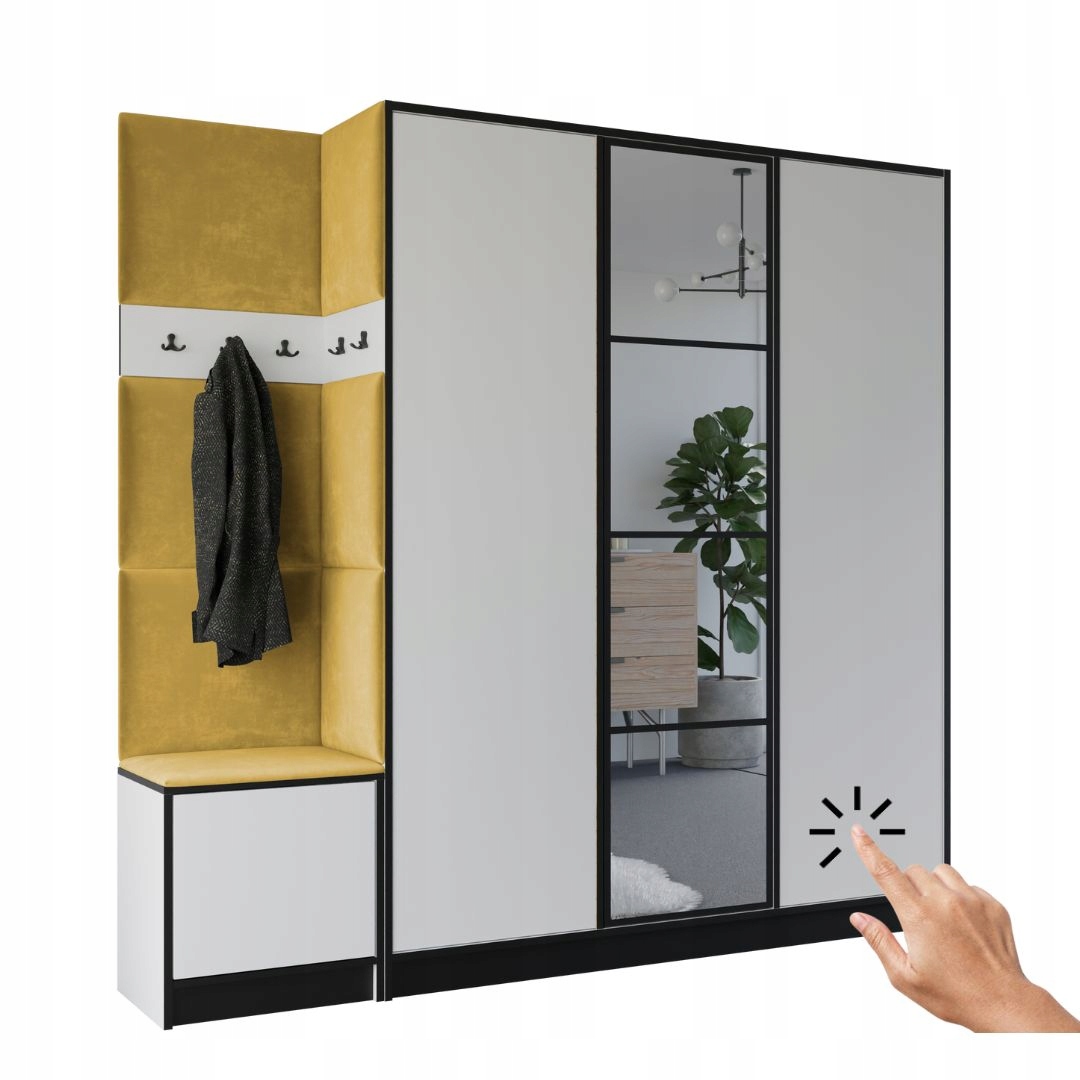 Šatní skříň Costa 14 bílá žlutá tkanina Vzor 1