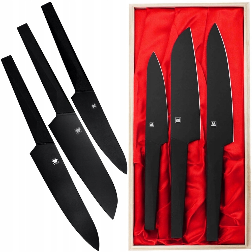 Satake Black Japonský set 3 nožov v drevenej darčekovej krabičke HG8682W