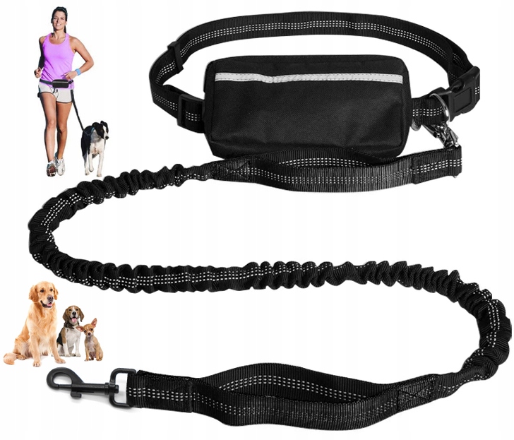 2 X Pásek Na Běhání Se Psem Vodítko Elastická