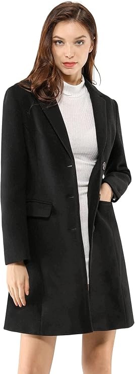 Dámský kabát Černý Elegantní Jednořadý XL