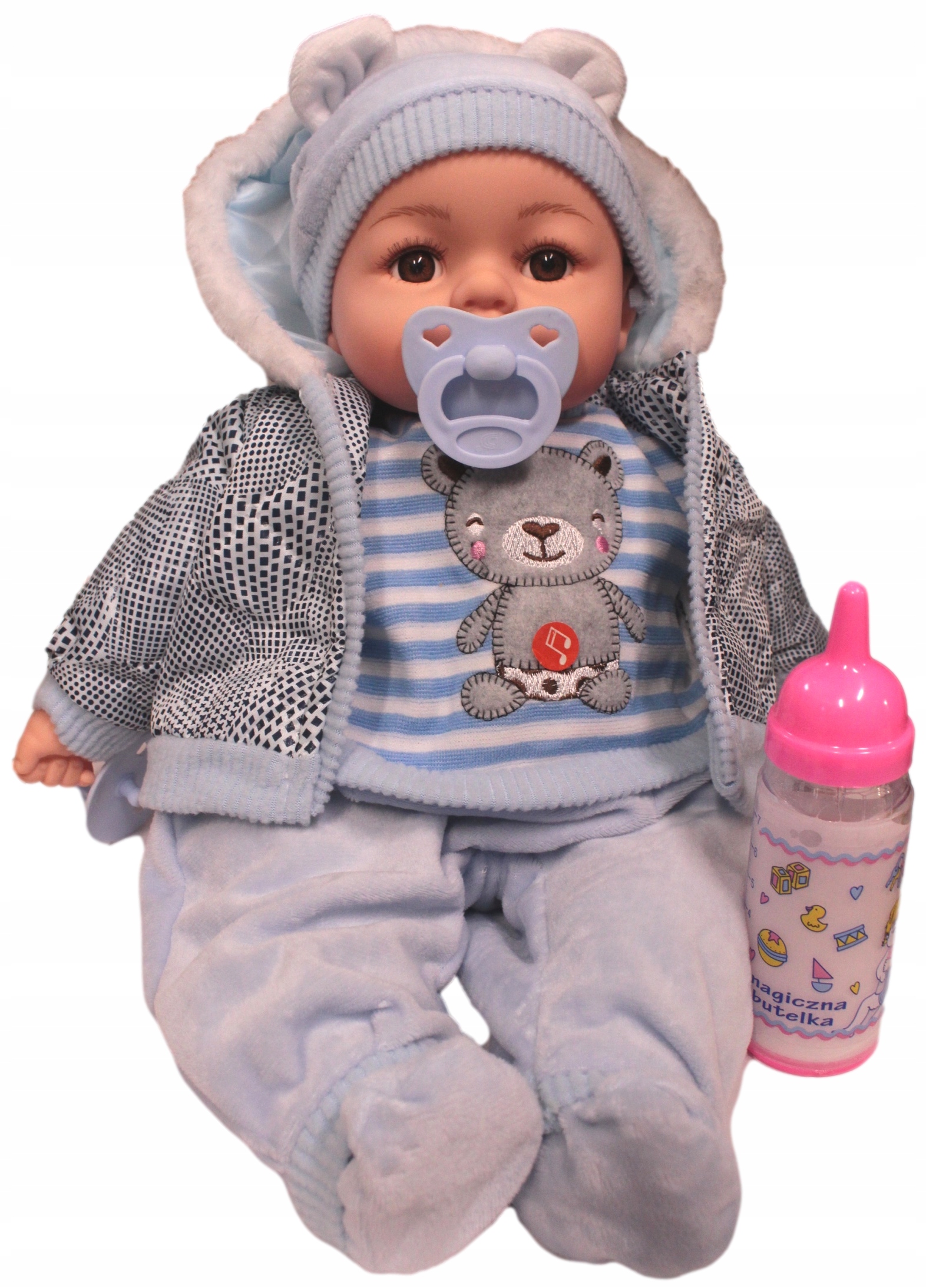 LALKA JAK ŻYWA BOBAS 45cm MÓWI butelka smoczek NEW Kod producenta 0416567ADAR