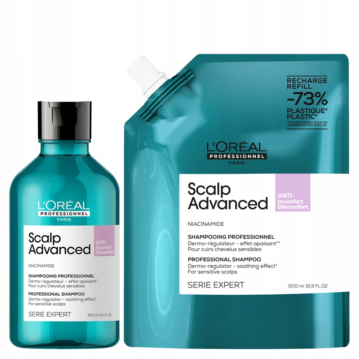 L'Oreal Scalp Advanced szampon kojący do wrażliwej skóry głowy i refill