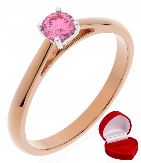 Zlatý Prstýnek 585 14k Safír 0,24 ct Růžové Zlato R10