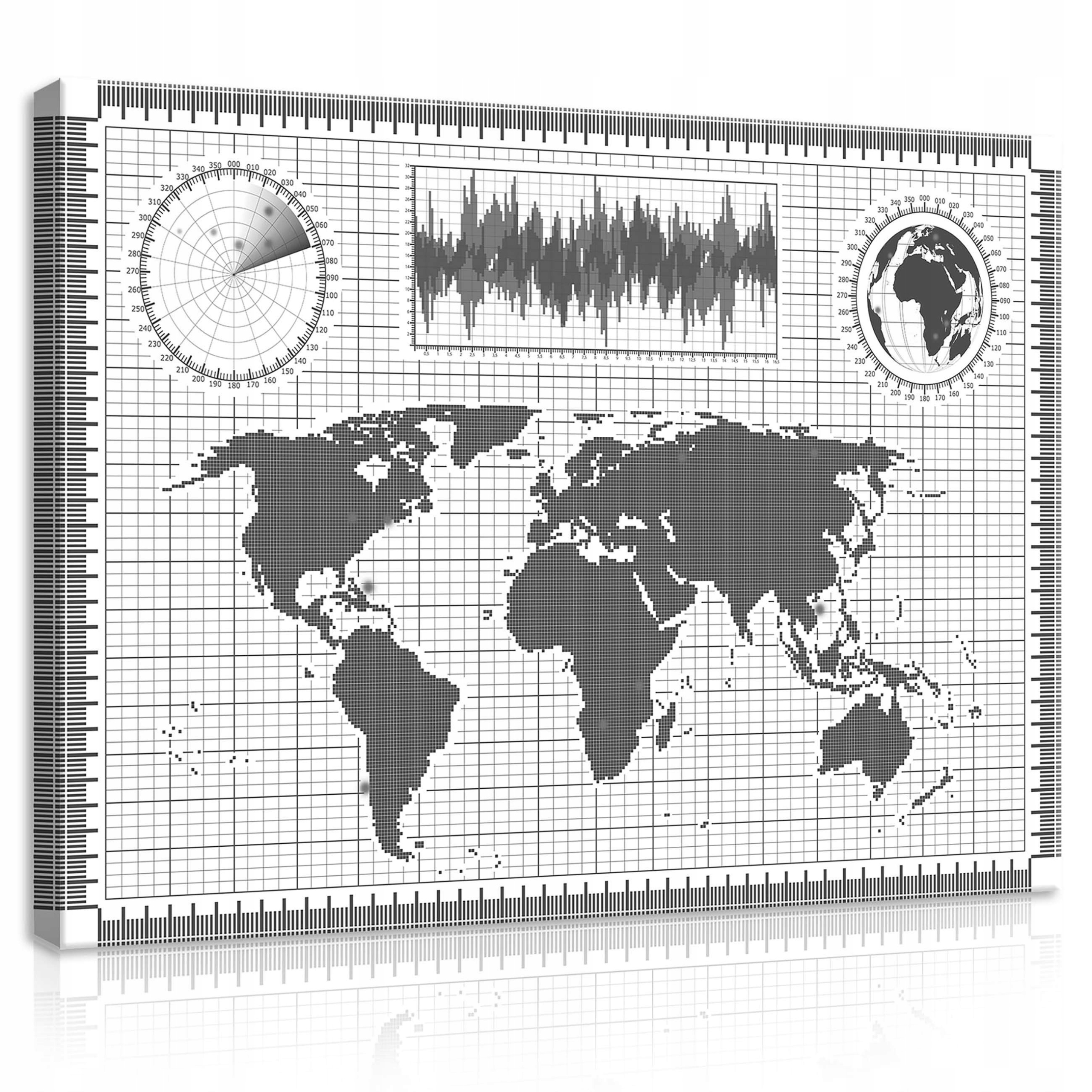 Obraz 80x60 Mapa světa grafika schéma síť kontinenty globus radar