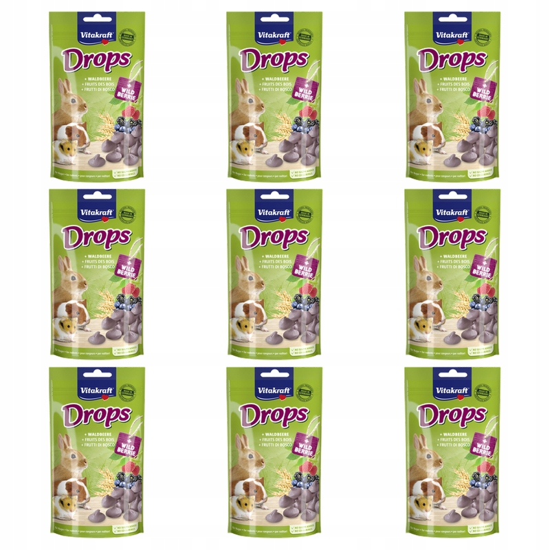 Vitakraft Drops 75 g lesní ovoce pamlsek pro hlodavce X9