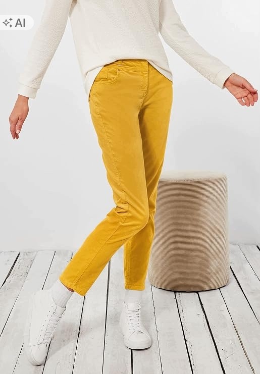 Cecil Hořčicové Kalhoty Casual Chinos Jednoduché Z Bavlny 25/30 7GA