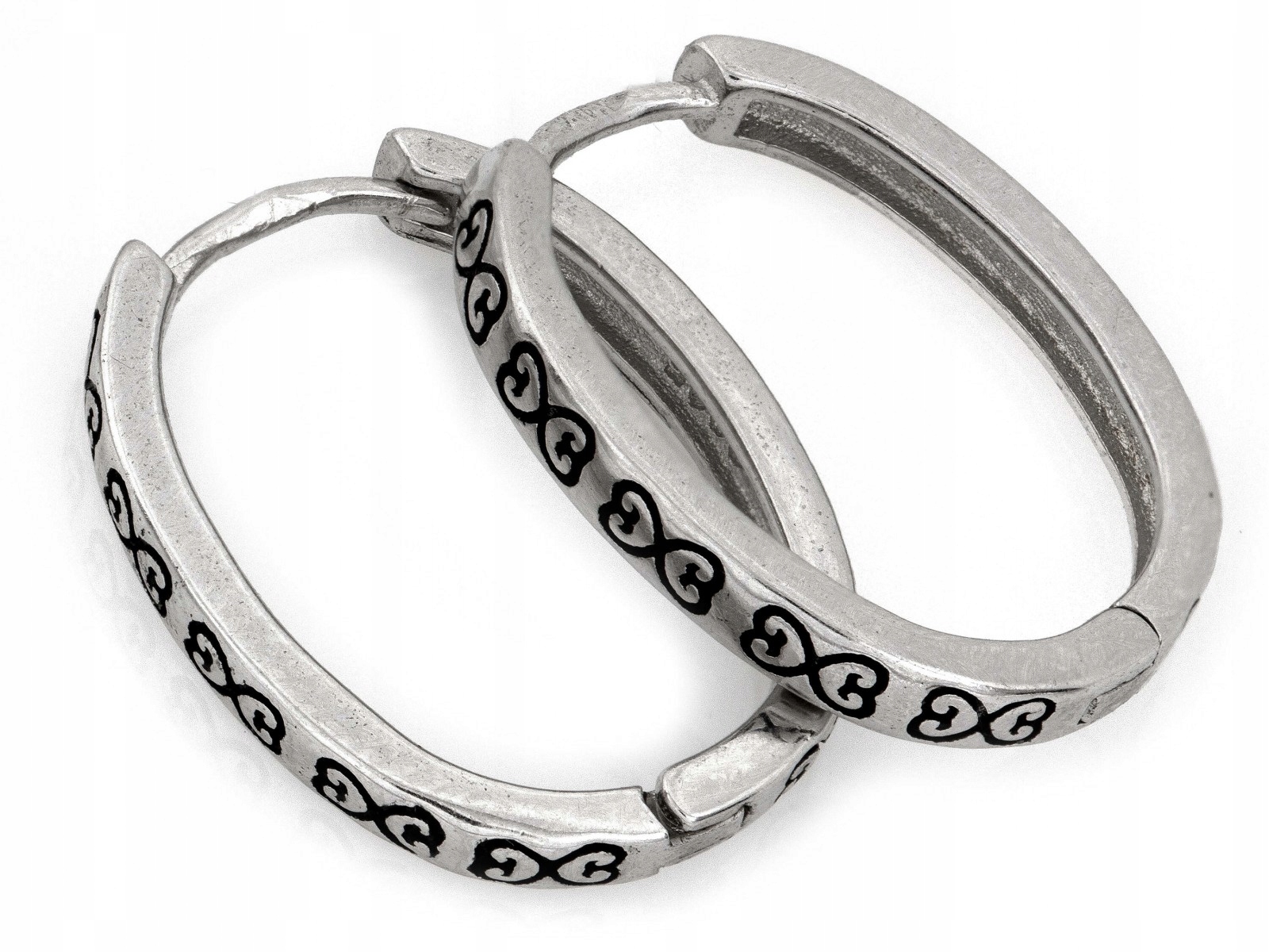 Stříbrné náušnice oválné 925 frézované anglické 2.06 g