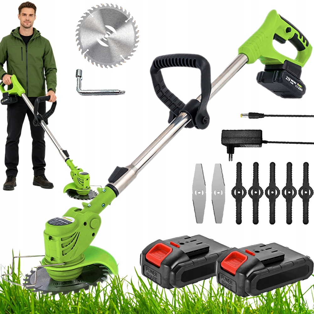 Křovinořez Křovinořez Akumulátorová Sekačka 21V Silná Zelená