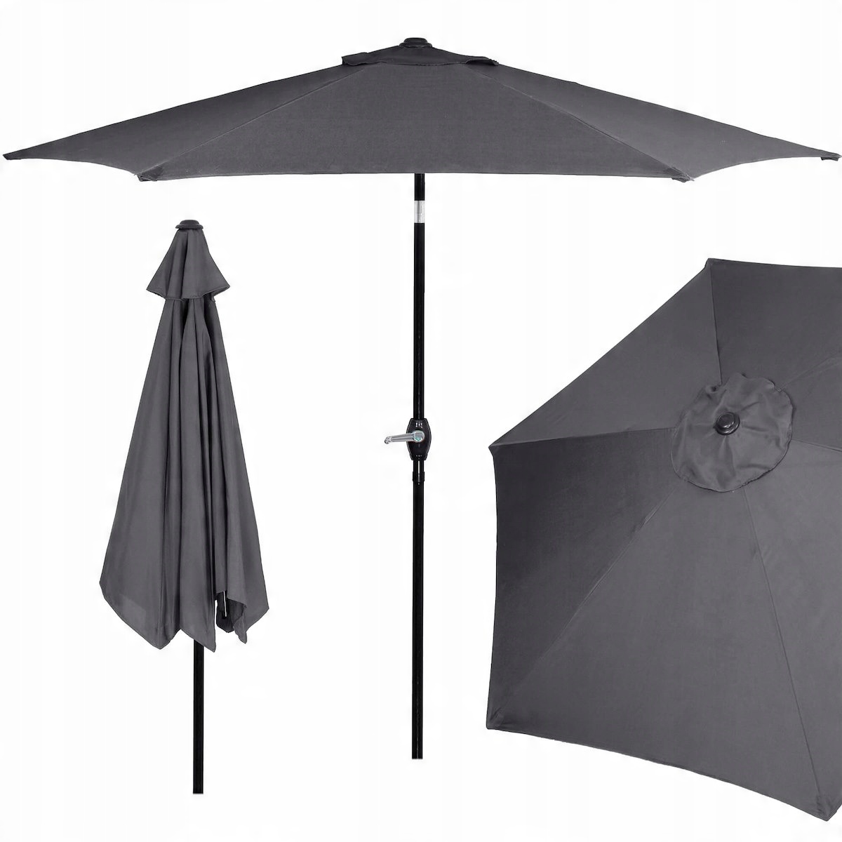 

Duży Parasol Ogrodowy Na Taras Grafitowy XL 260cm