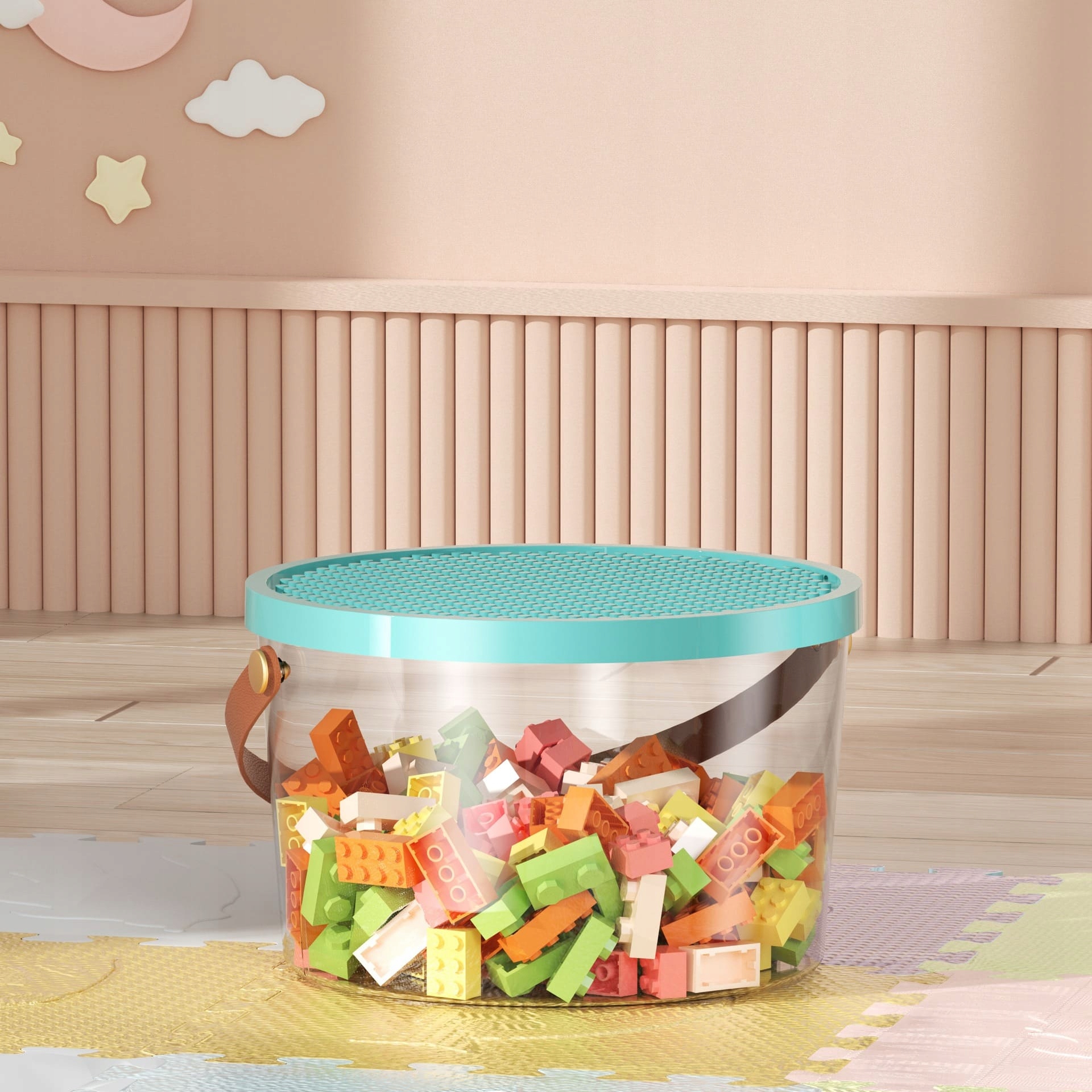 POJEMNIK NA ZABAWKI KLOCKI LEGO ORGANIZER WIADERKO Z POKRYWĄ EAN (GTIN) 5907009578200