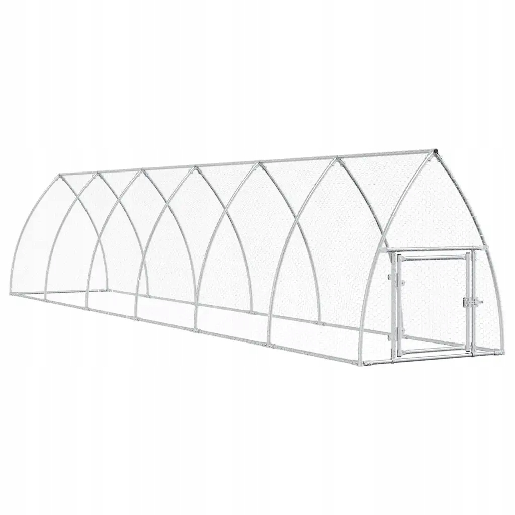 Zahradní klec pro kuřata z galvanizované oceli, stříbrná, 600x105x120 cm