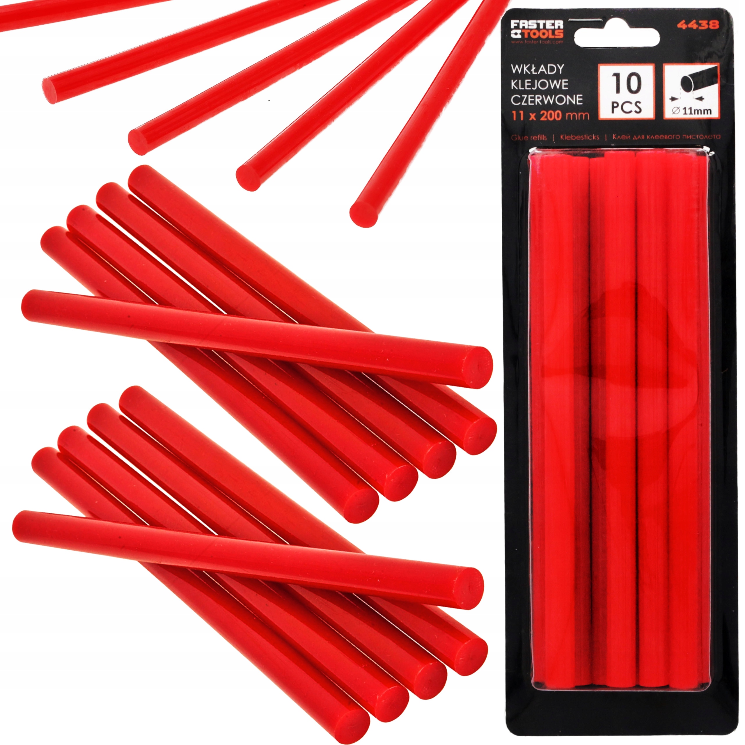 WKŁADY KLEJ NA GORĄCO FASTERTOOLS 11mm200mm CZERWO