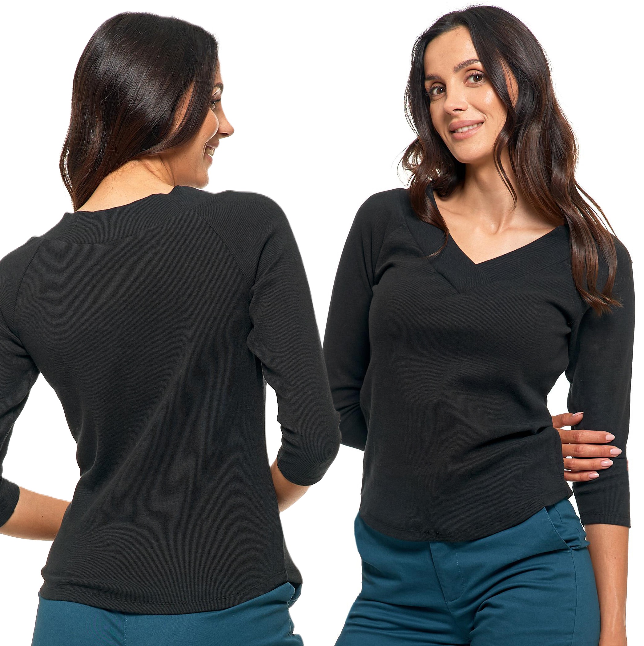 Dámská Halenka s Proužky Moraj dámský svetr z bavlny Výstřih Do V XL