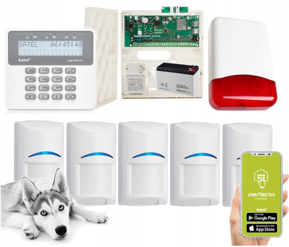 Alarm Satel Perfecta 5 Czujek Bosch Pir Pet Android iOS Przewodowy