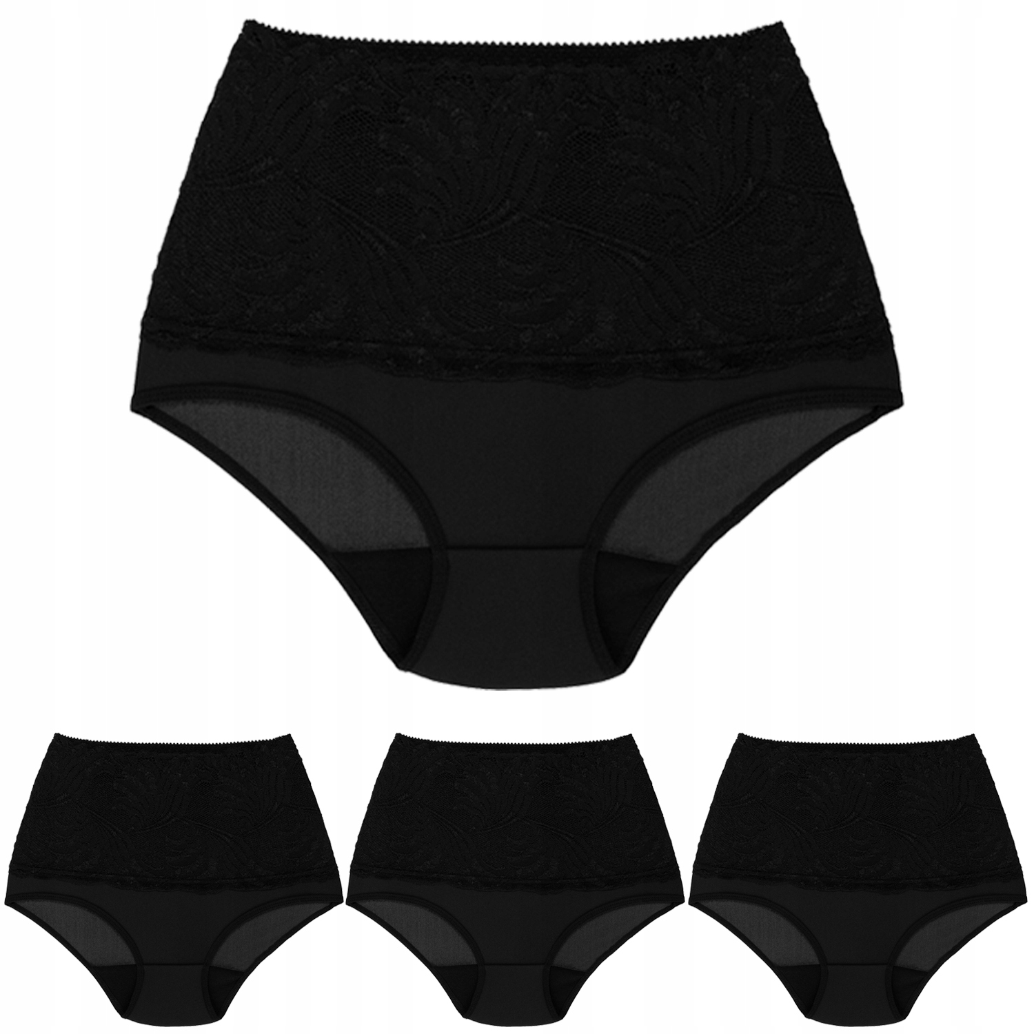 Wol-Bar Kaja 3-pack černé Vysoké kalhotky Kalhotky L