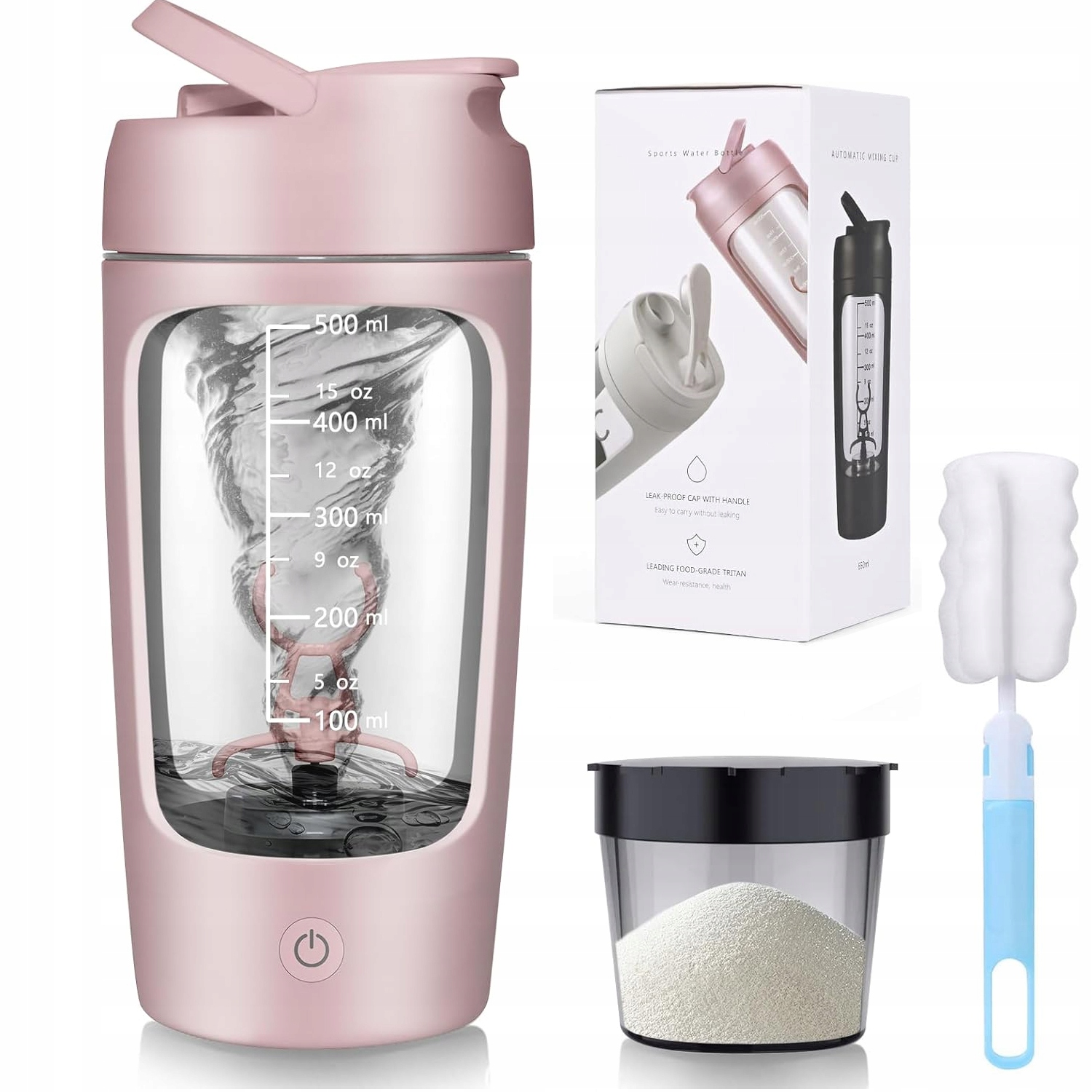 Šejkr Na Kondicionéry Přenosný Elektrický Usb Šejkr 650 ML Růžový