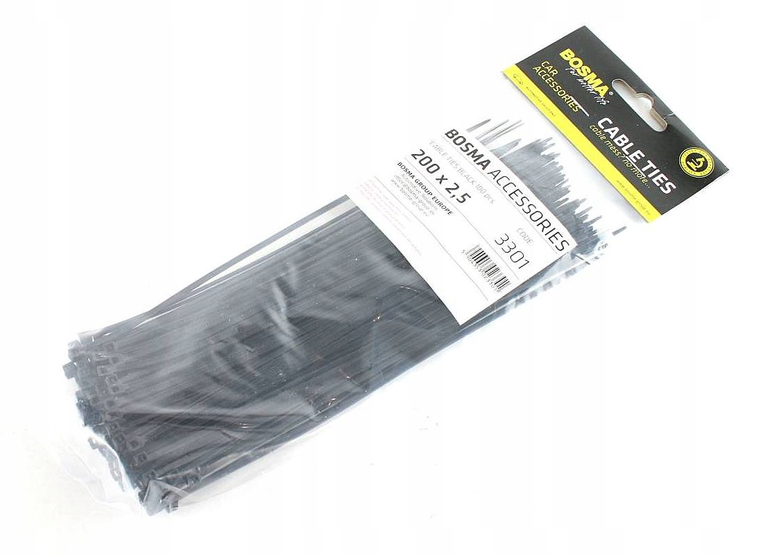 Opaska kablowa Bosma 2,5 mm x 200 ⌀ 2,5 mm 100 szt. opaski Trytytka czarna