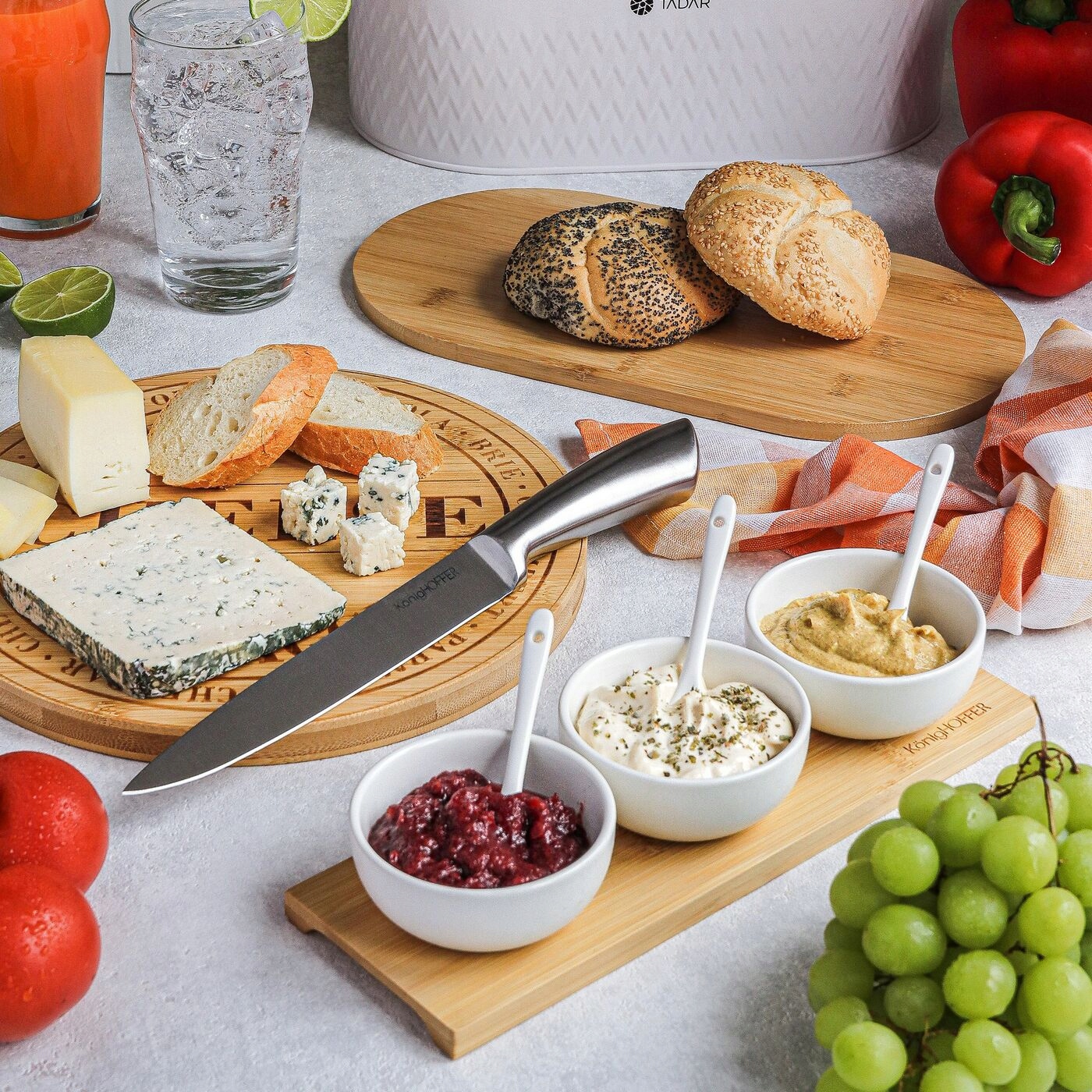 MISECZKI DO DIPÓW sosy jedzenie przekąsek salaterki na desce bambusowej Kod producenta Miseczki do dipów z łyżeczkami na desce