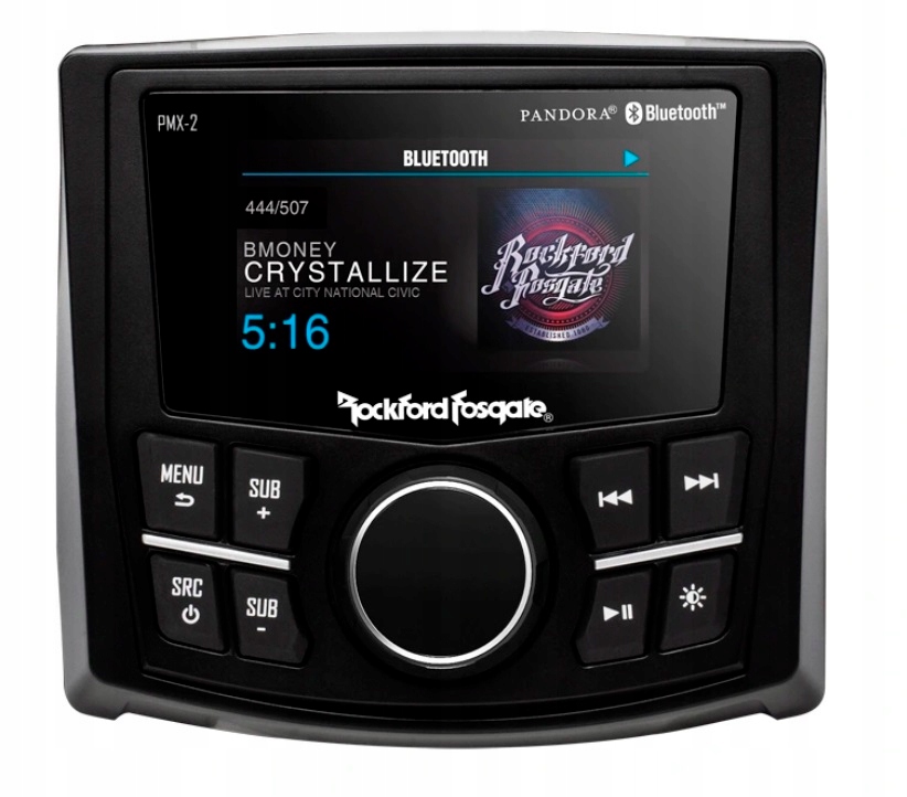 Rockford Fosgate PMX-2 rádio Marine LCD 2,7' Bluetooth pre jachtovú loď IPX6
