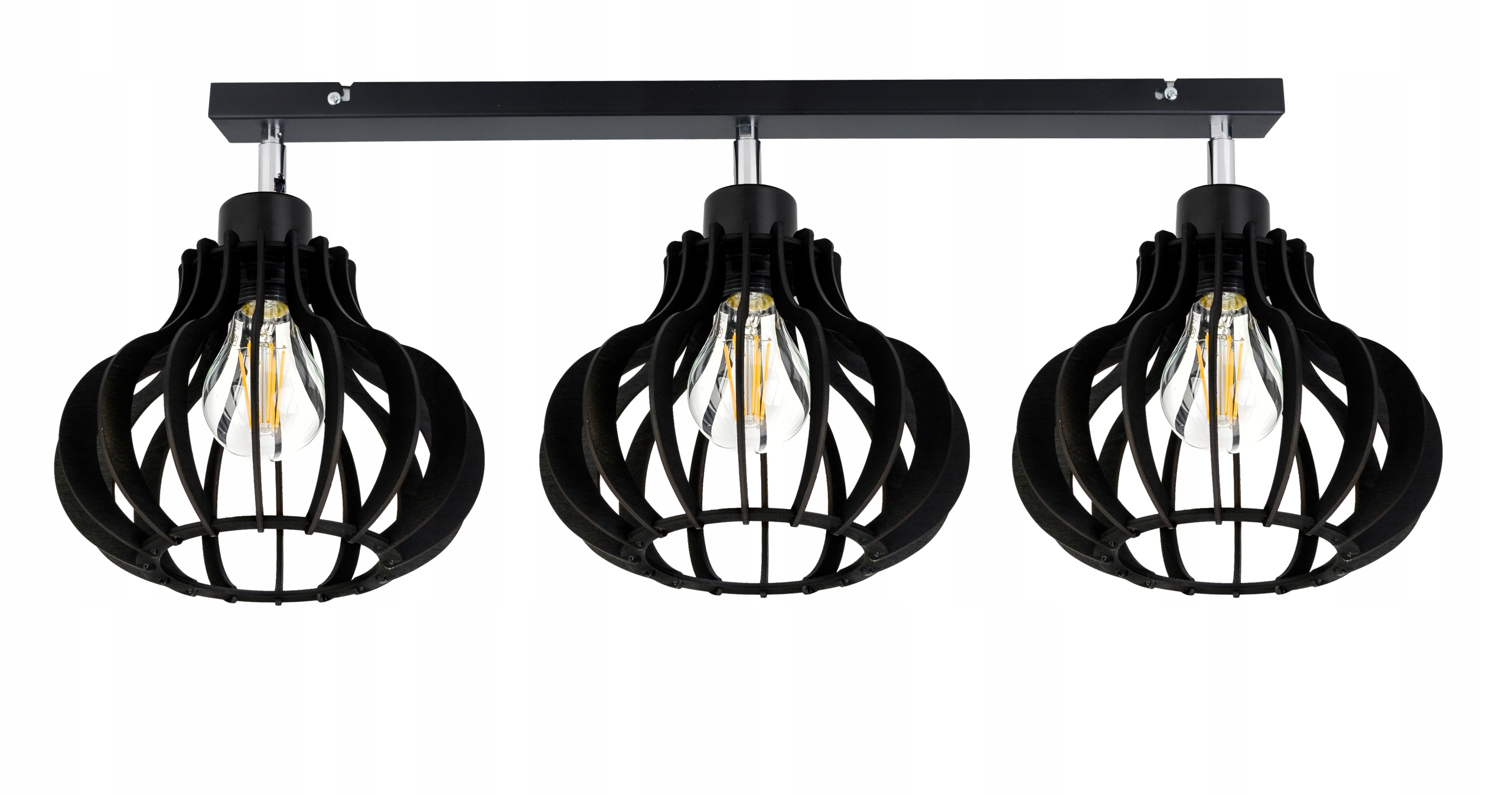 Stropní Svítidlo Stropní Svítidlo Pohyblivý Lustr Loft stínidlo Černé Dřevo na 3x E27