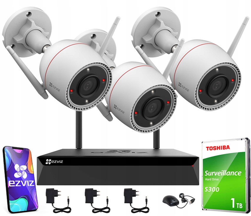 Sada monitorovania WiFi pre firmu 3 kamery 5Mpx Ir/led Detekcia Ai Audio