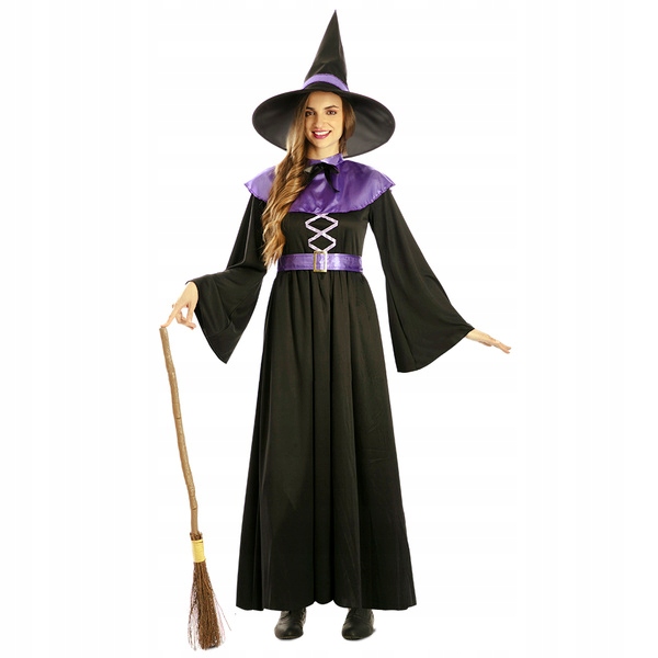 Kostým Čarodějnice Čarodějka Černofialová Převlek Halloween XL