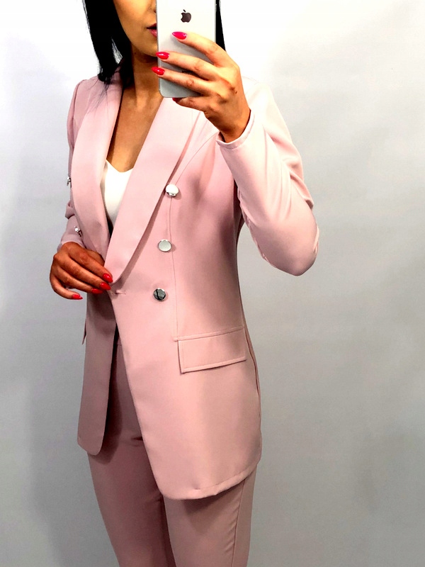 Damski Garnitur Garnitury Damskie Elegancki Marynarka Spodnie Różowy 4XL Rękaw długi rękaw
