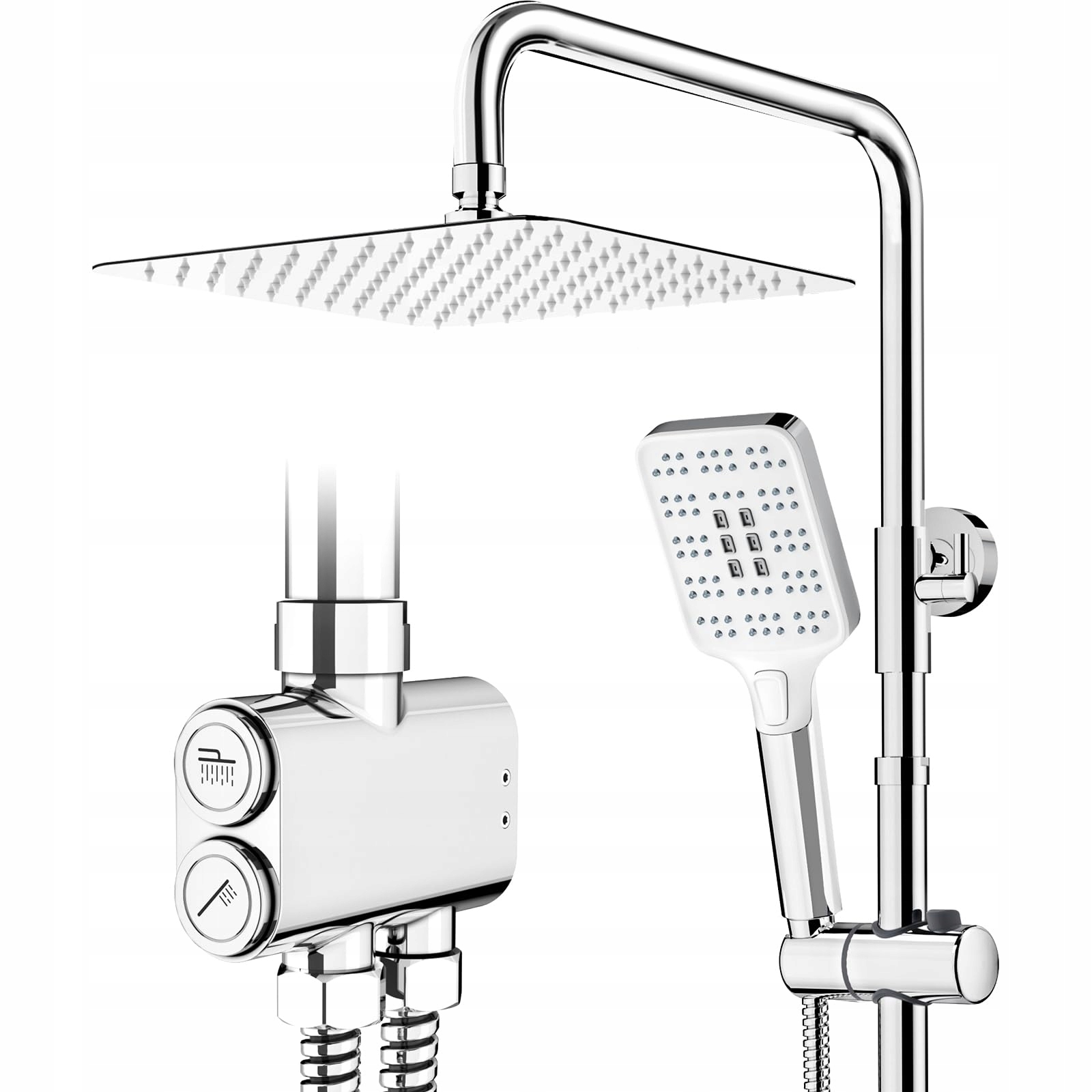 Square Rain Shower Head 3 Spray Patterns, No Fittings – Chrome 25x25cm