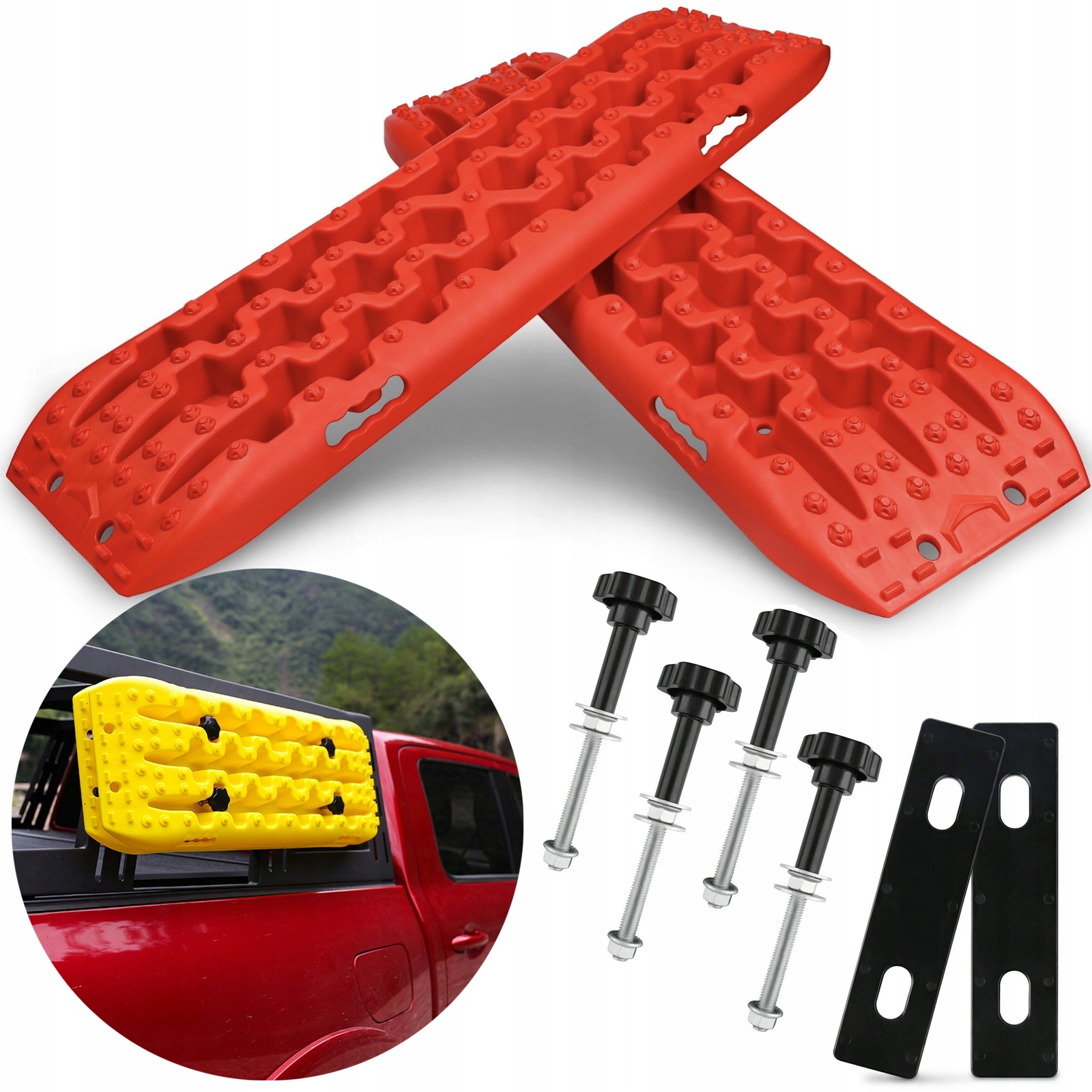 TRAPY PIASKOWE BŁOTNE ŚNIEGOWE X-BULL OFF-ROAD CZERWONE + UCHWYTY MONTAŻOWE