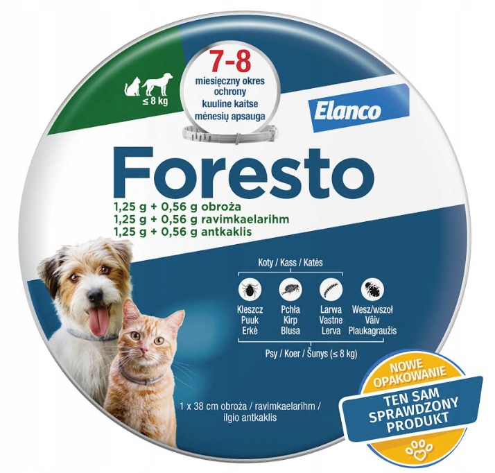 Foresto Obroża dla psów i kotów poniżej 8kg dł. 38 cm