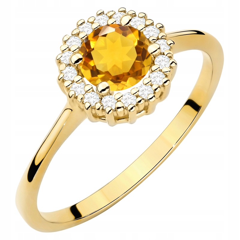 Zlatý Prstýnek pr. 585 14k s brilianty a citronem 0,50ct