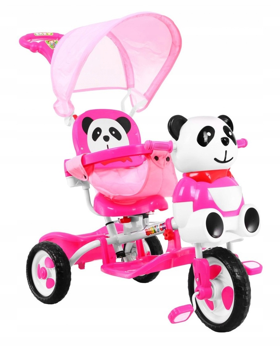Rowerek Trójkołowy dla dzieci Panda dźwięk miękkie koła Daszek