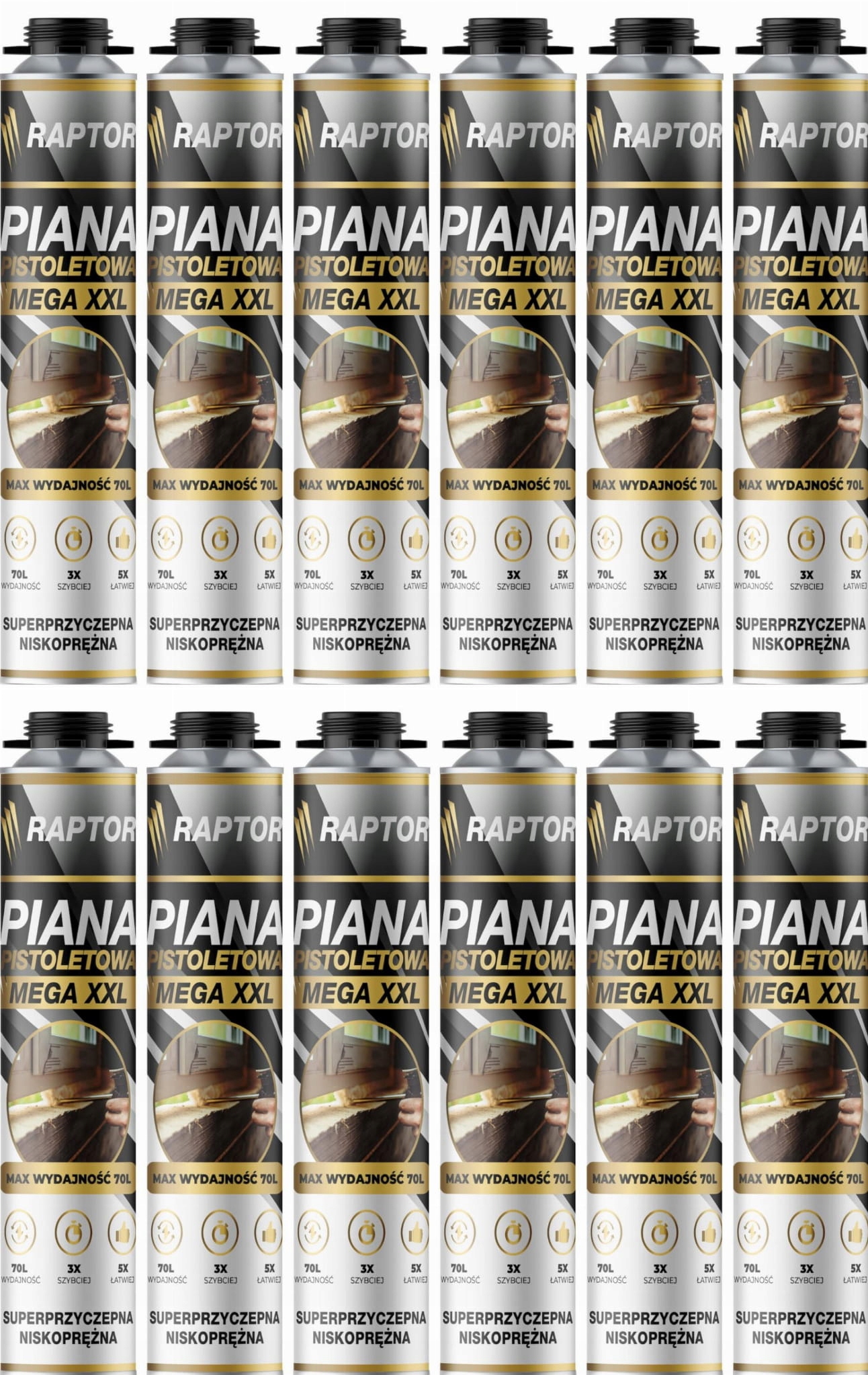Pena Nízkopružná montážna pištoľ Raptor XXL Účinná 1000 g
