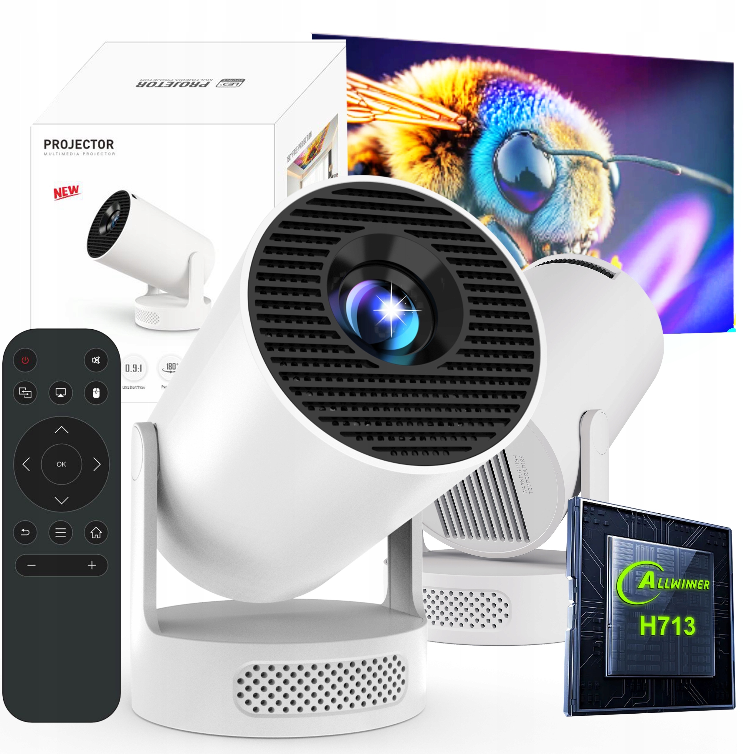 Projektor multimedialny Android Led korekcja obrazu HY300 Ultra