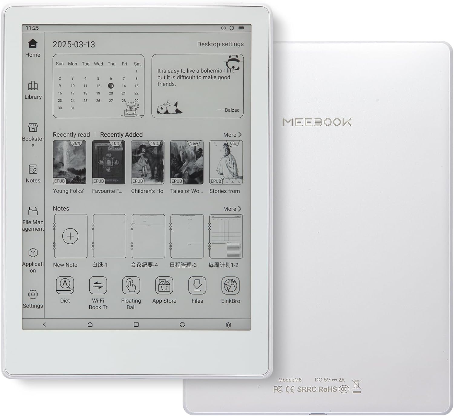 Čtečka E-knih Meebook M8 Android 14 Octa Core Wi-fi Tablet Smart