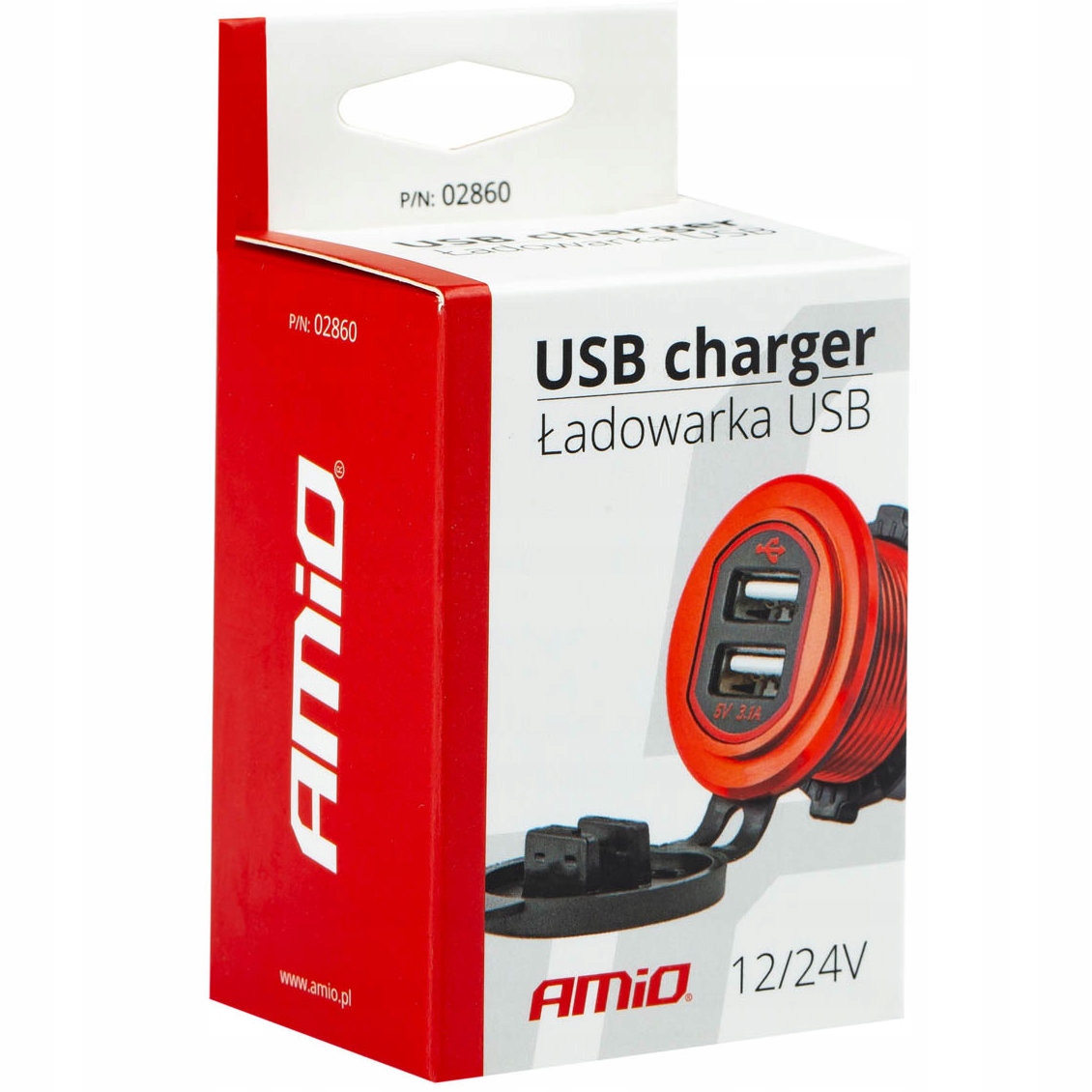 WODOODPORNA ŁADOWARKA SAMOCHODOWA 2x USB 12/24V Waga produktu z opakowaniem jednostkowym 1 kg