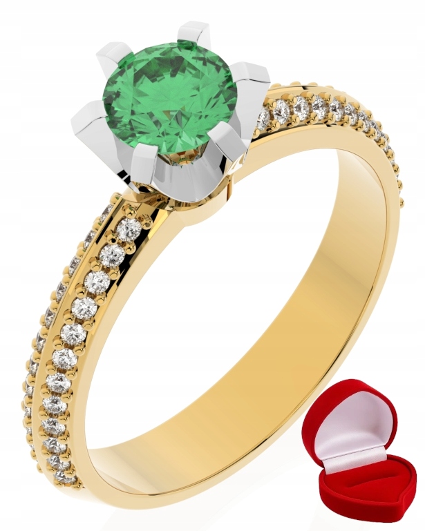 Zlatý Prstýnek 585 14k Smaragd 0,50 ct Krabička R22