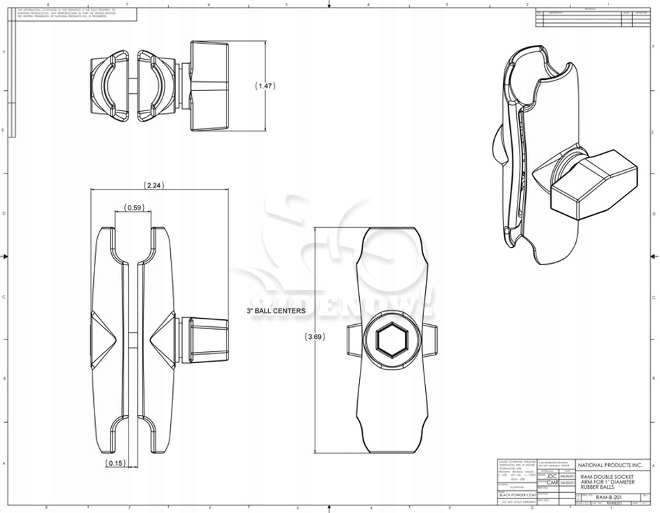RAM Mounts Ramie 3 69 cala 9 5 cm RAM B 201U Manufacturer RAM MOUNT